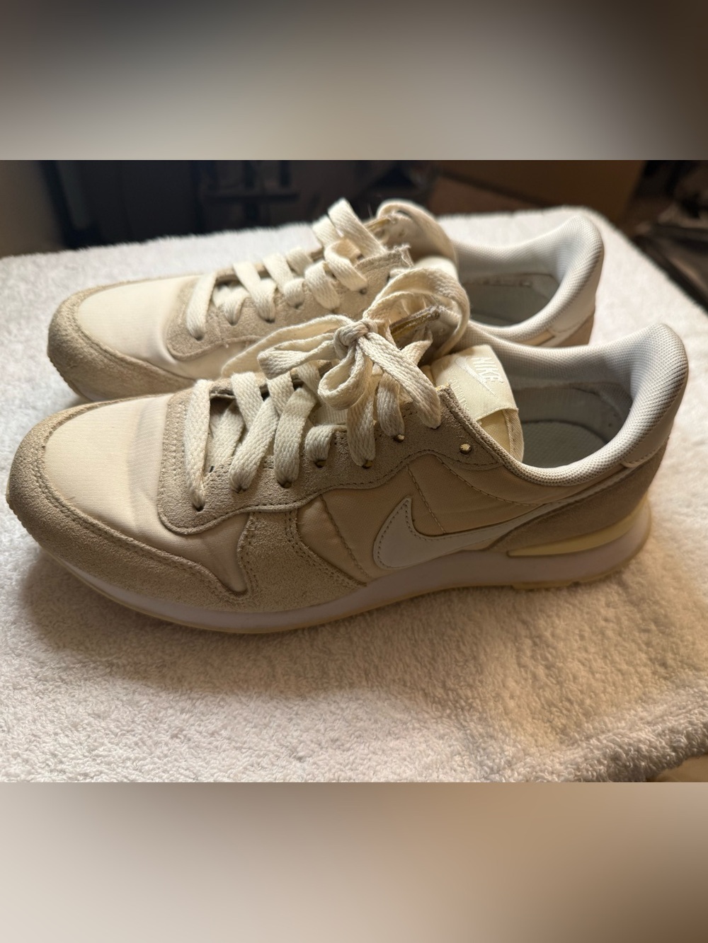 Nike Women’s Beige and White Retro Runner Sneakers